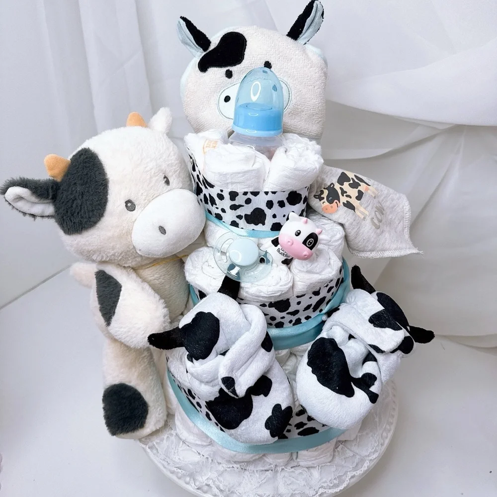 Cow Diaper Cake, Farm Baby Shower Gift